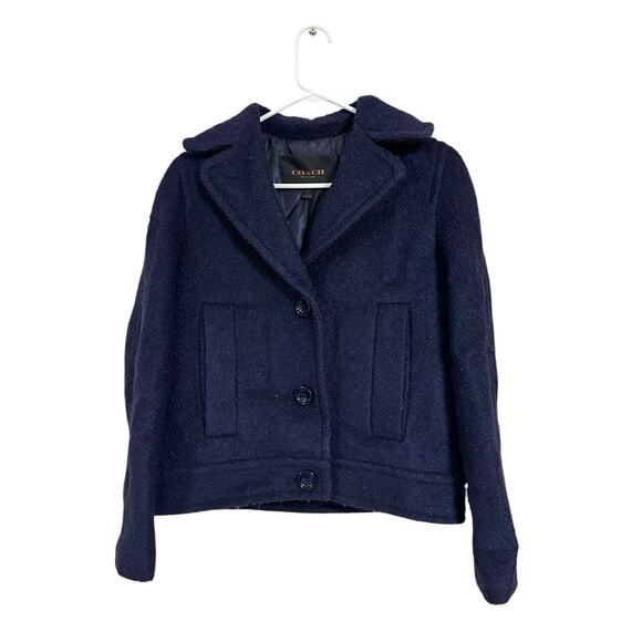 Coach Wool Blend Peacoat Navy Blue Women’s Size XS Lined - Picture 1 of 8